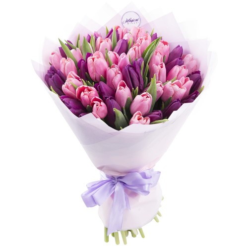 buchet-lalele-violet-roz