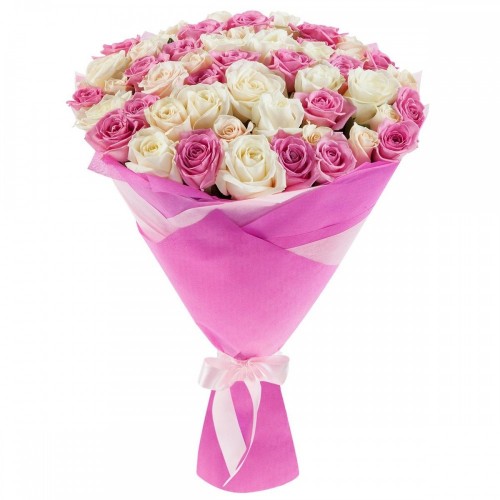 buchet-25-trandafiri-alb-roz